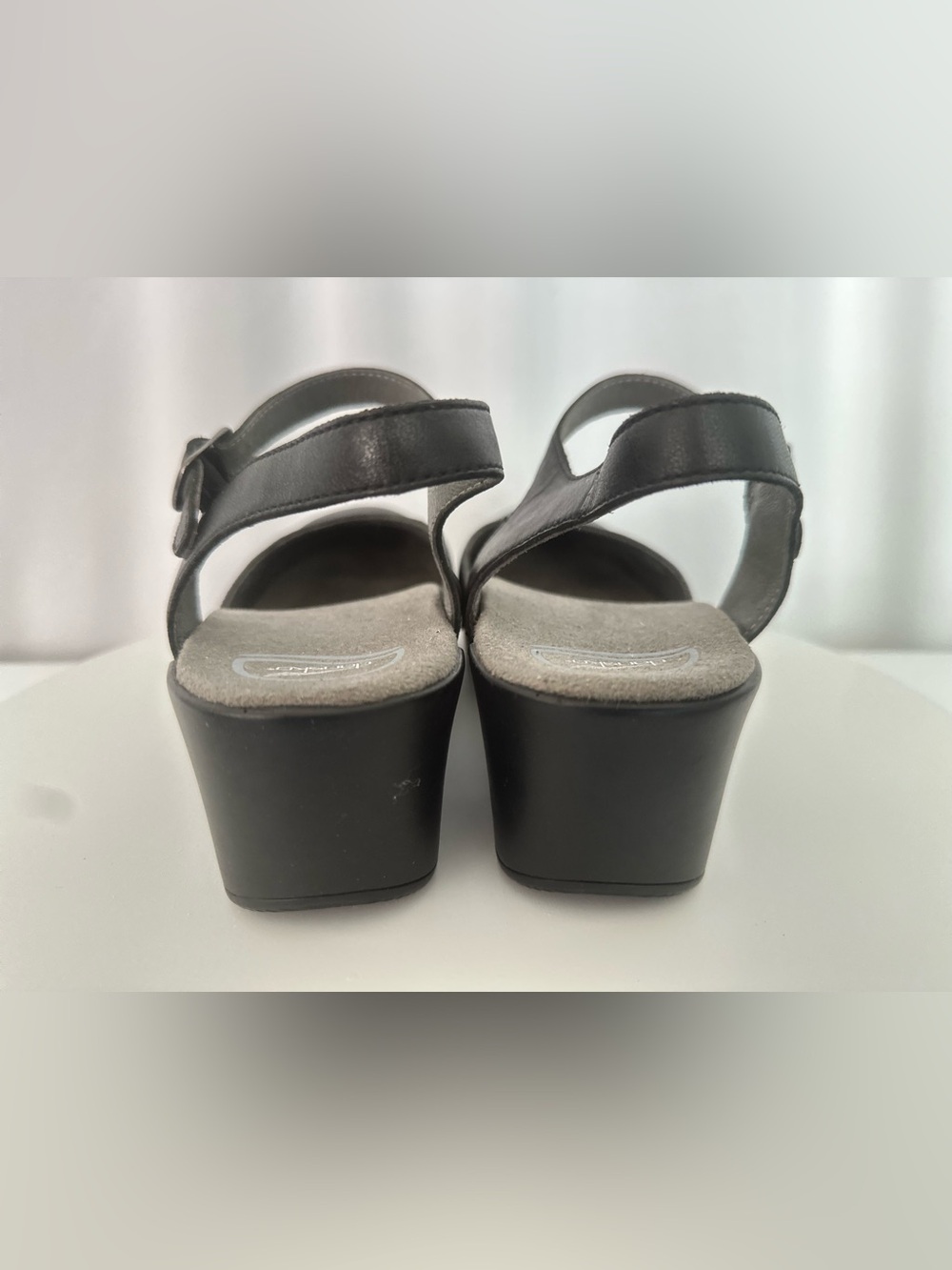 Dansko Black Leather Closed-Toe Ankle Strap Wedge Shoes US 12.5-13 (SH108) - Picture 6 of 11